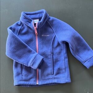 Columbia Blue Jacket with Full Zip and Stand Up Collar
